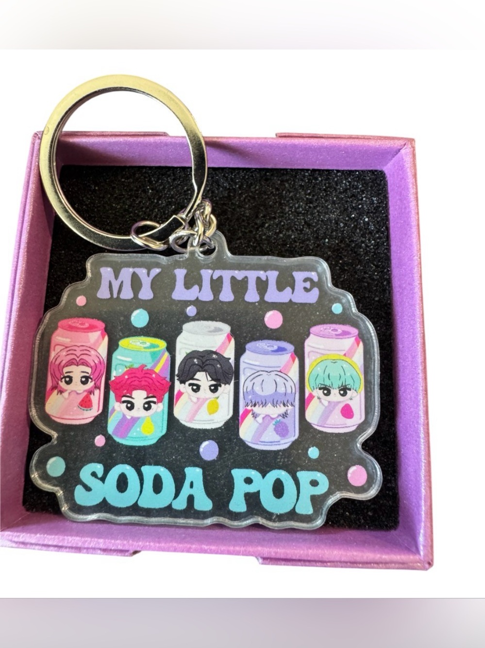 K-pop My Little Soda Pop Kids Keychain - Purple & Multicolor